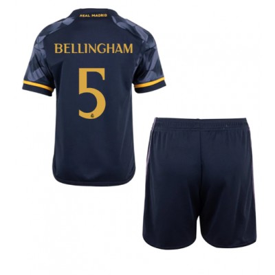 Fotballdrakt Barn Real Madrid Jude Bellingham #5 Bortedraktsett 2023-24 Kortermet (+ Korte bukser)